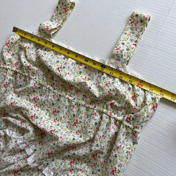 BENLEE Vtg Floral Tank Midi Pullover Dress Ruffle Neckline Tiered Skirt Size 8 - Picture 6 of 8